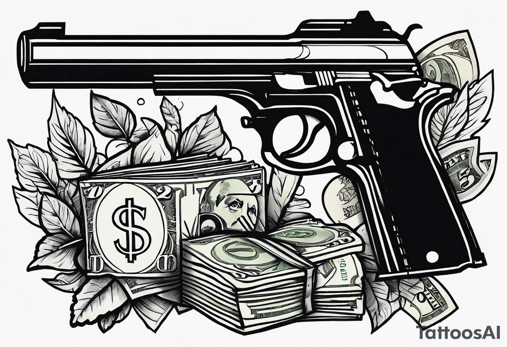 Money, guns tattoo idea