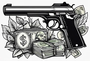 Money, guns tattoo idea