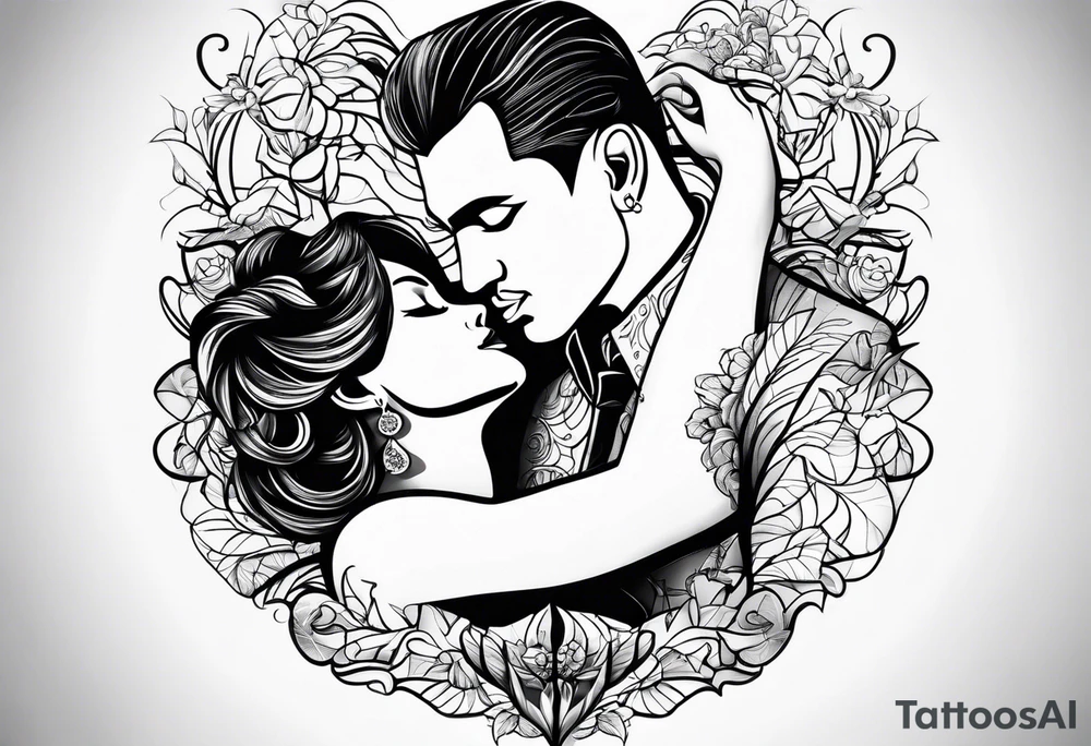 Couple sexy kisses tattoo idea