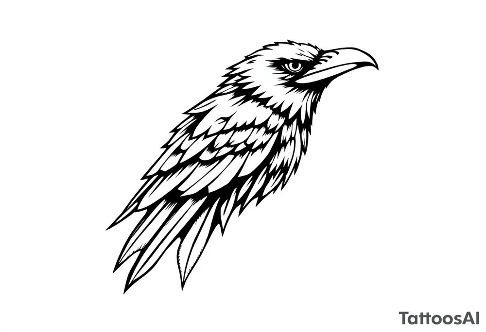 linear abstract raven tattoo idea