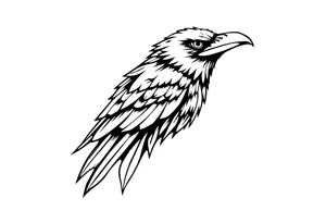 linear abstract raven tattoo idea