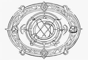 chain of zodiac symbols of sagitarius, aquarius tattoo idea