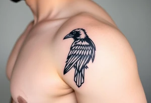 Geometric Perched Raven with linework around it. tattoo idea