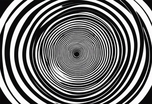 Concentric circles with alternating rings that flip from black to white every 90 degrees, alternating tattoo idea