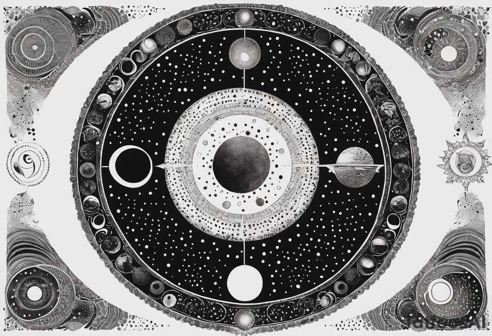 Astrology, Cancer & Aquarius, Natal Chart, angelic, vision, yin yang, the moon, the sun, Uranus, Pluto, spiritual third eye, mystical armband tattoo idea
