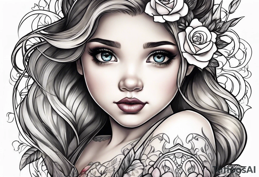 girl toddler made into a disney princess tattoo idea
