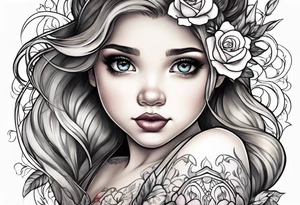 girl toddler made into a disney princess tattoo idea
