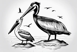 pelican and sandpiper, dainty, minimalist tattoo idea