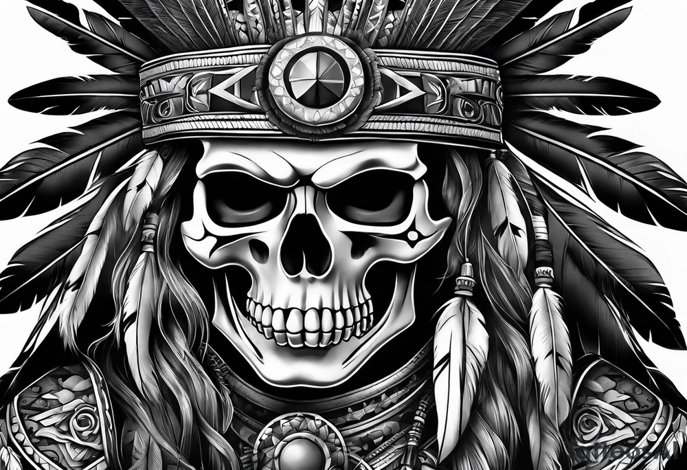 Native american biker skeleton tattoo idea