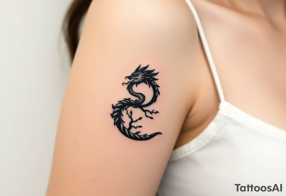 yin yang dragon tree of life tattoo idea