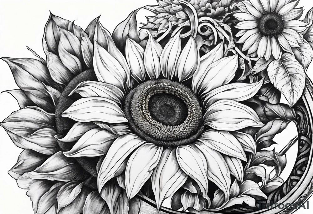 Horseshoe with a sunflower tattoo idea