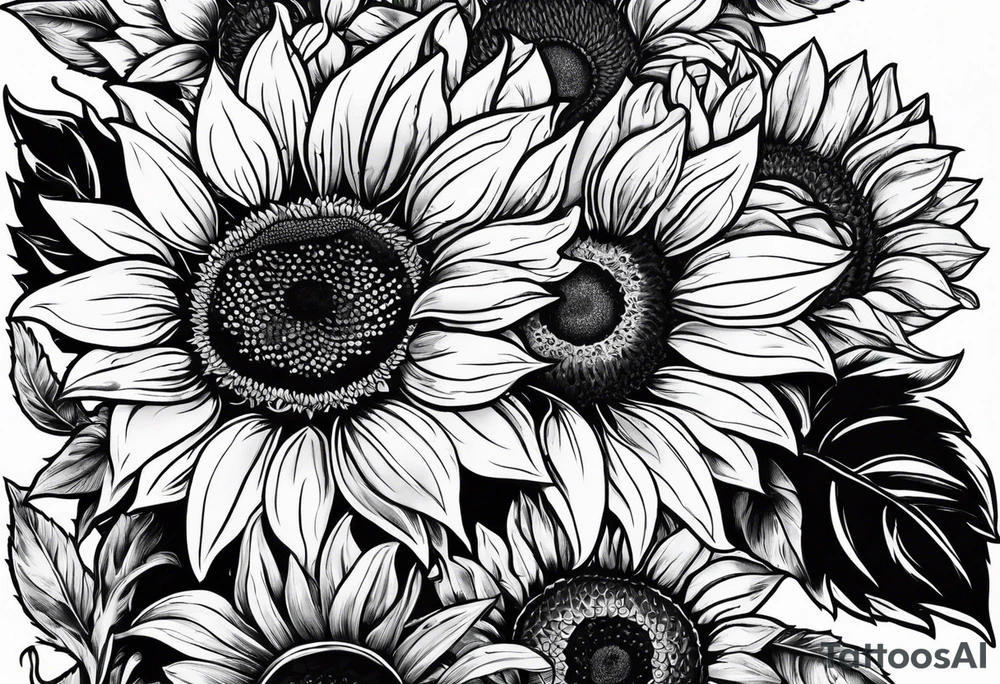 frame and sunflowers inside tattoo idea