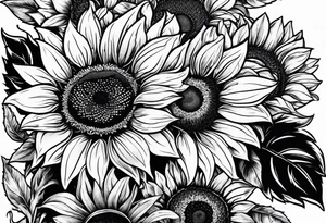 frame and sunflowers inside tattoo idea