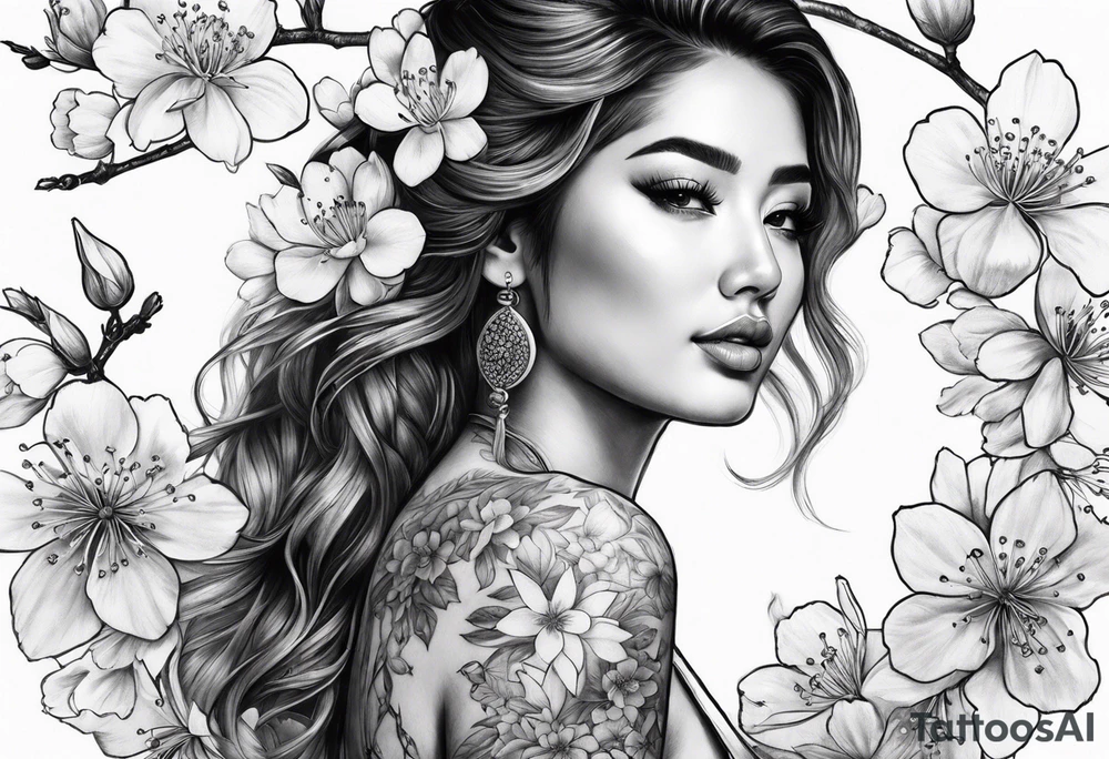 Samari with cherry blossoms tattoo idea