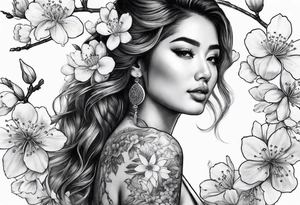 Samari with cherry blossoms tattoo idea