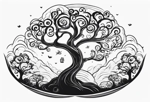 Creepy tree asymmetrical tattoo idea