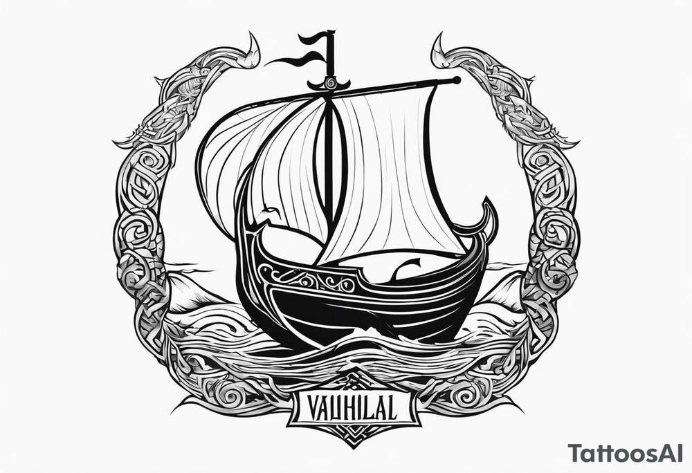 Valhalla sword shield viking ship dragon head tattoo idea Valhalla sword shield viking ship dragon head tattoo idea