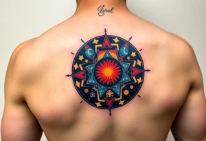 round tattoos with space theme tattoo idea