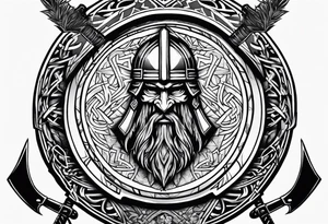 Valhalla sword 
shield axe Valknut tattoo idea