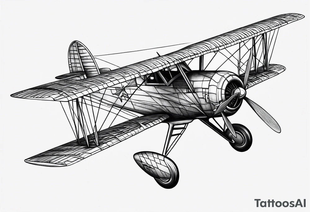 sketch of adventure plane in perspective from the bottom tattoo idea