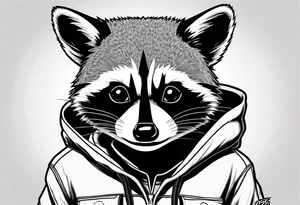 raccoon wearing a Superman hoodie tattoo idea
