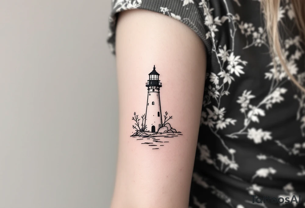 Half a lighthouse tattoo idea