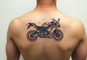 Honda cbr600 drawn minimally in a circuit board style tattoo idea