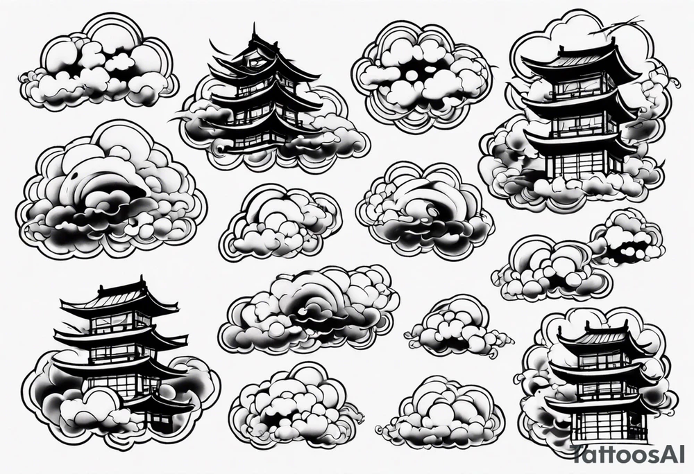 Japanese cloud with gojo anime tattoo idea