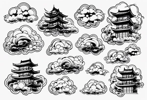 Japanese cloud with gojo anime tattoo idea