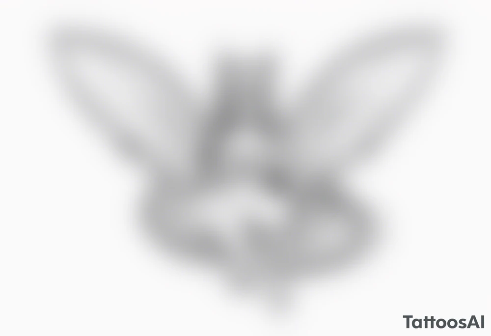 A fairy with a tail inspired by the logo of the show called Fairy Tail in a fetal position leaning in tattoo idea