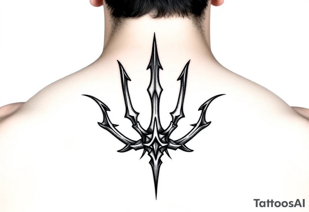 realistic trident tattoo idea