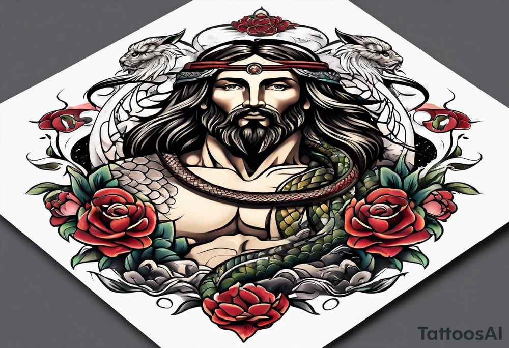 Almighty Jesus killed the Serpent tattoo idea