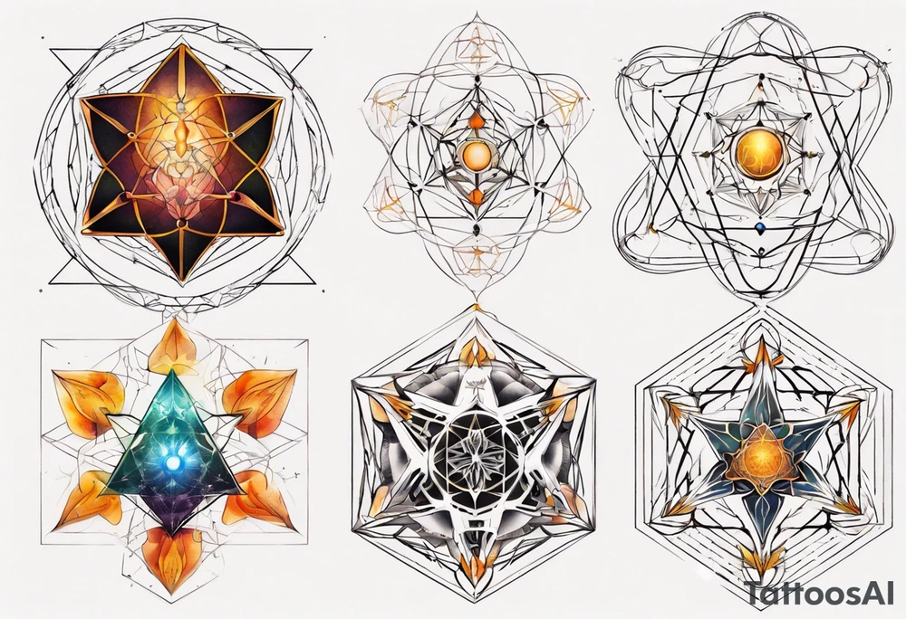 sacred geometry Metatron's cube with phoenix tattoo idea