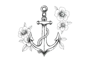 number 6 with flowers surrounding it and a fouled anchor with a small asp snake around the anchor
, fleur des lis, tattoo idea