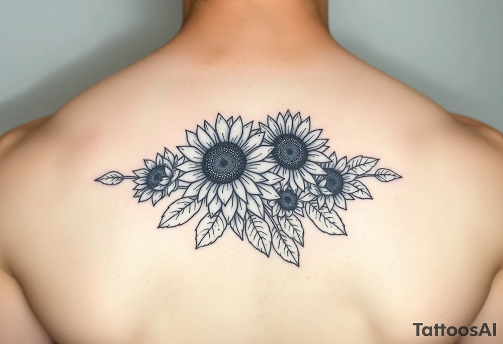 Sunflowers and roses tattoo idea