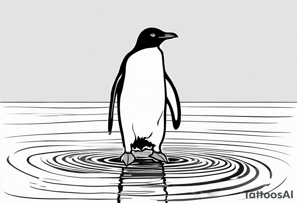 penguin standing on ice in the water. tattoo idea
