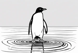 penguin standing on ice in the water. tattoo idea