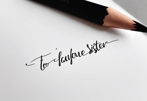 The handwritten words "to my favorite sister" written in a simple way with a delicate, fine line tattoo. Include a small puzzle piece tattoo idea