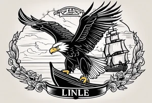 eagle flying in front of ship of the line tattoo idea