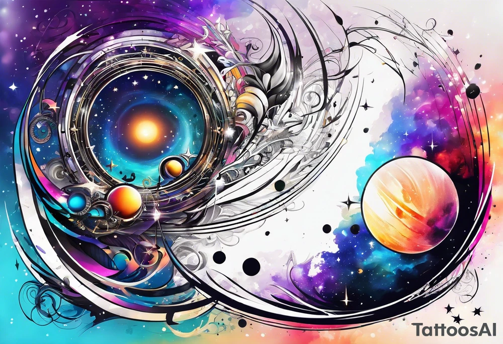 sound frequency as it is represented in the world and galaxy tattoo idea