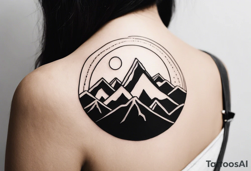 Mountain Range with a Sun tattoo idea
