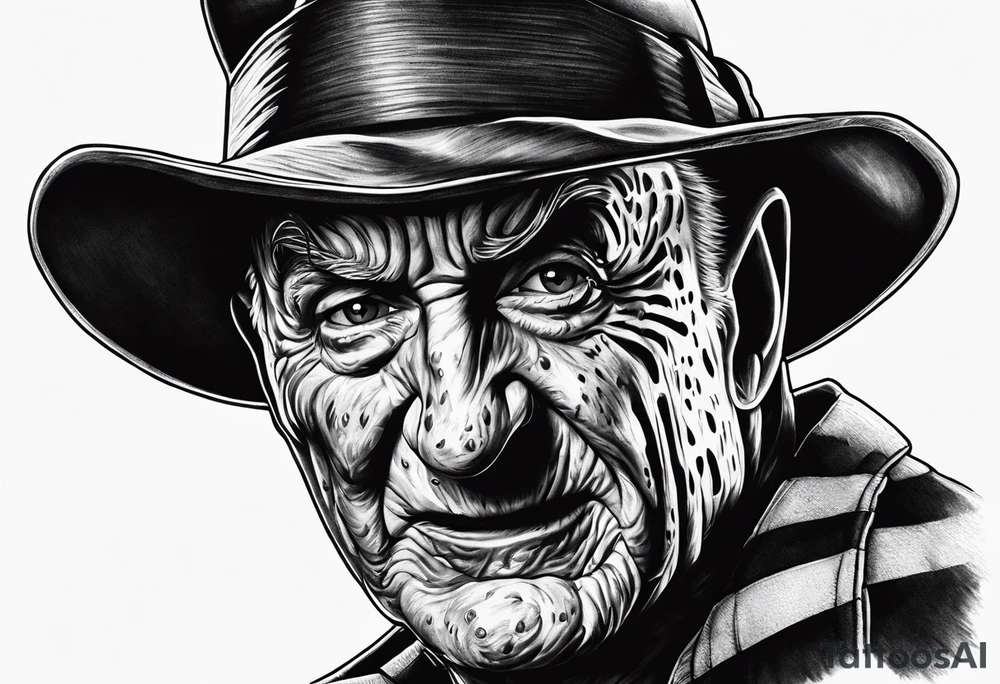 Realistic horror movie Freddy Krueger tattoo idea