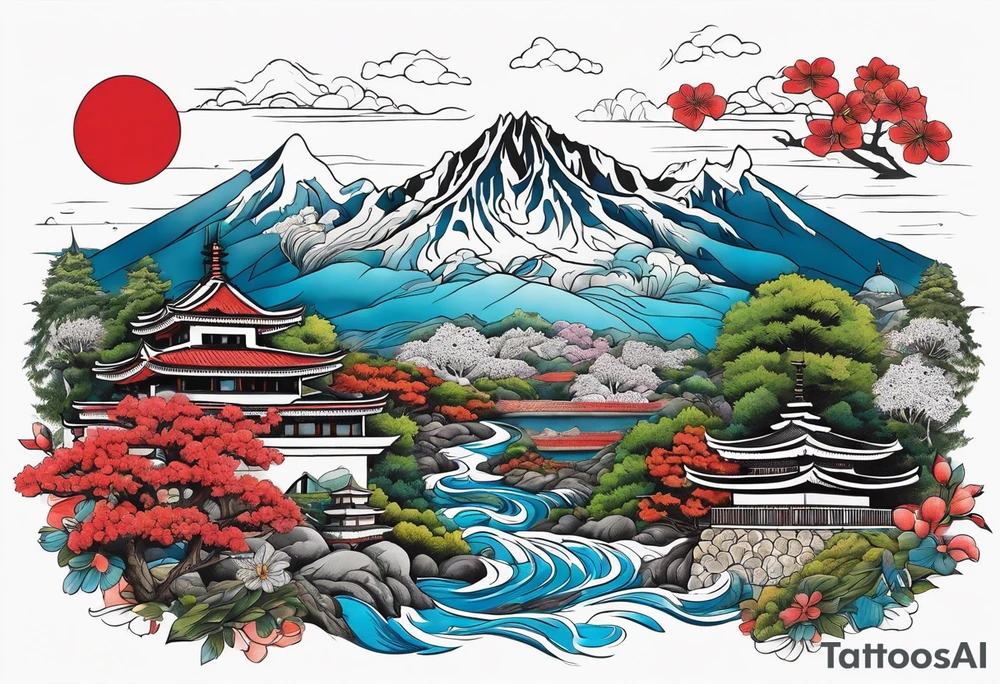 Argentina iconic landscape collage tattoo idea