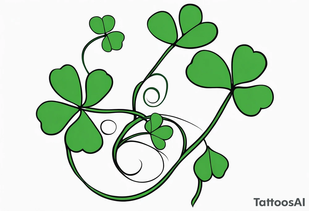 one single three leaf clover on a vine tattoo idea