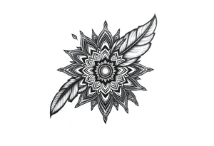 big spiritual feather indian mandala shaman tattoo idea