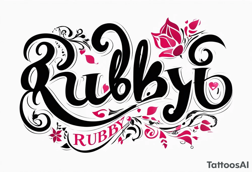 Generate a girly tattoo with the name of: Ruby tattoo idea