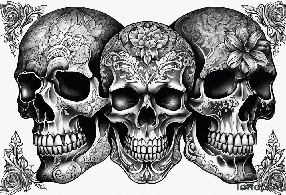 realistic skulls tattoo idea