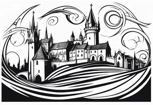 medieval city swirl
 vector tattoo idea