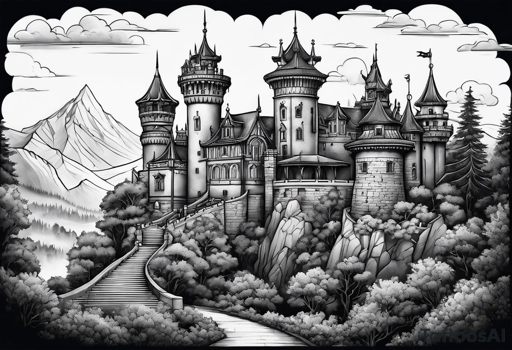 tall castle tattoo idea