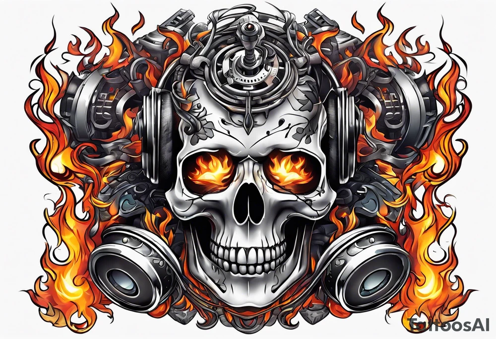 Music on fire tattoo idea